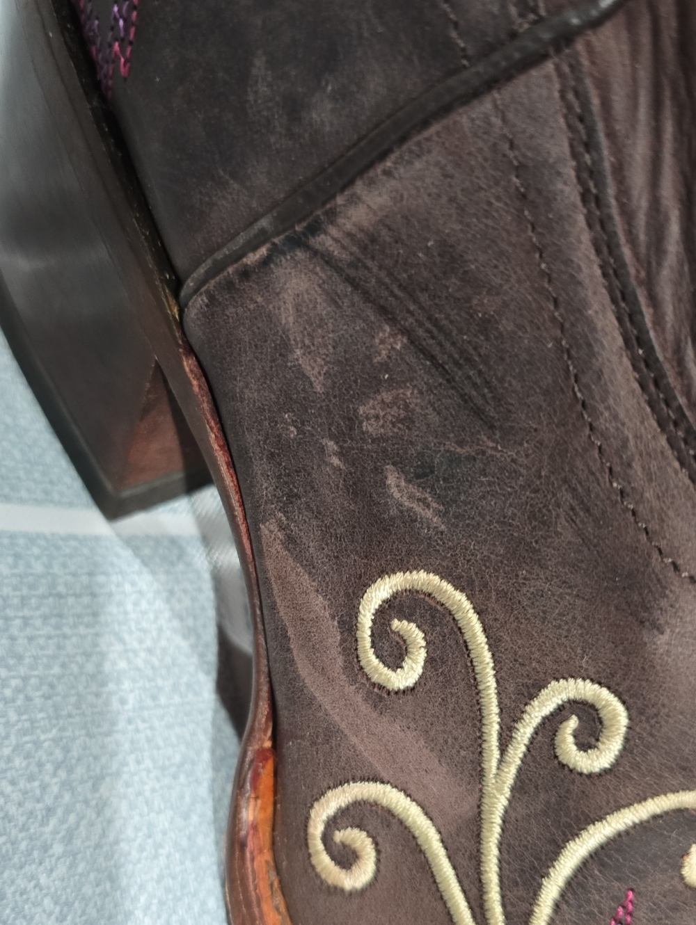 Tomy Lama, Women's Embroidered Purple Brown Western Boots 8.5M - Picture 9 of 9